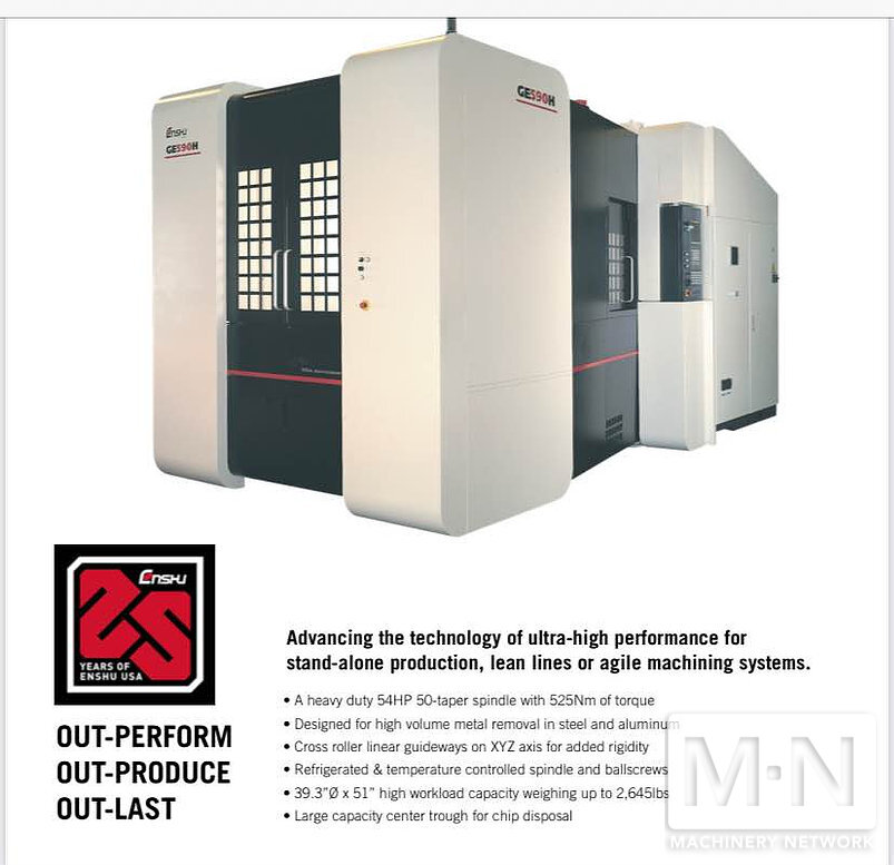 2014 ENSHU GE590H MACHINING CENTERS, HORIZONTAL, N/C & CNC | Machinery Network Inc.