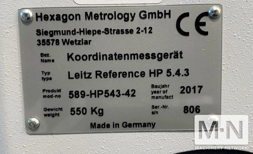 2017 HEXAGON LEITZ REFERENCE HP 5.4.3 COORDINATE MEASURING MACHINES, (Including N/C & CNC) | Machinery Network Inc.